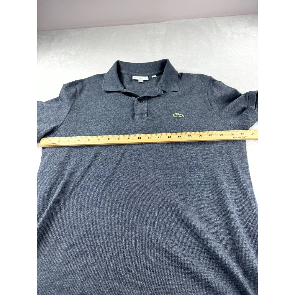 Lacoste‎ Polo Shirt Men's Large Heather Gray Short Sleeve Stretch 100% Cotton